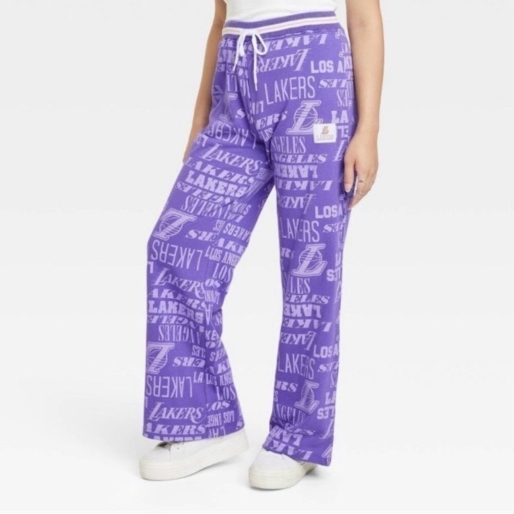 NWT NBA LA Lakers Purple Wide Leg Pants - Picture 8 of 10